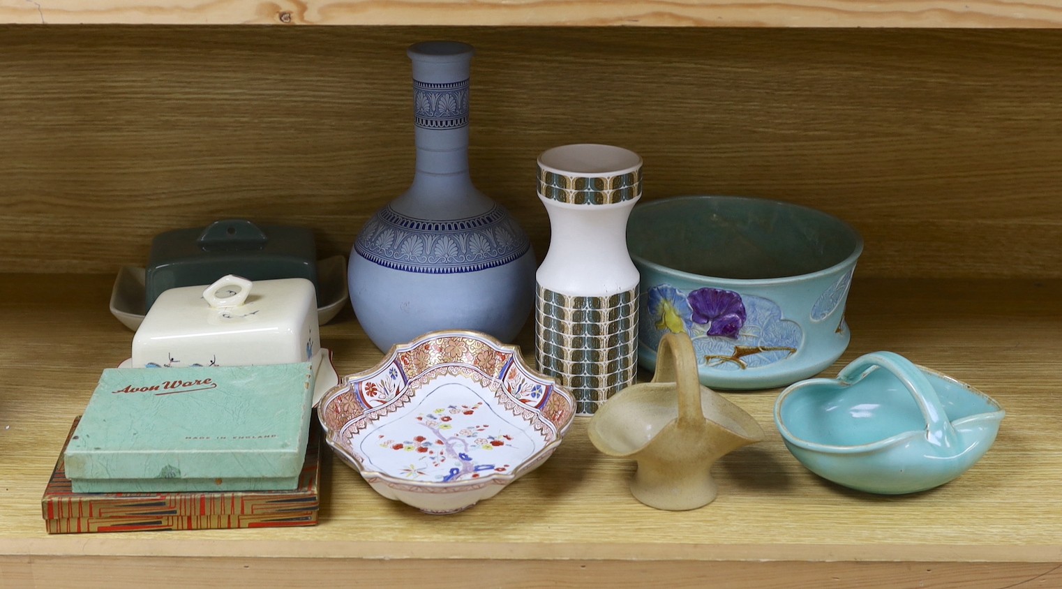 A Bretby bowl, a Beswick Circus pattern butter dish, a Hornsea vase etc, Bretby bowl 20 cms diameter